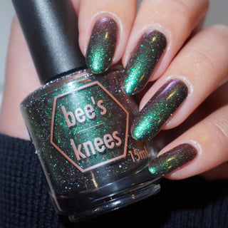 Image provided for Bee's Knees by a paid swatcher featuring the nail polish " Et in Avallen Ego "