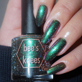 Image provided for Bee's Knees by a paid swatcher featuring the nail polish " Et in Avallen Ego "