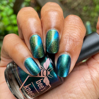 Image provided for Bee's Knees by a paid swatcher featuring the nail polish " The Pond Spirit "