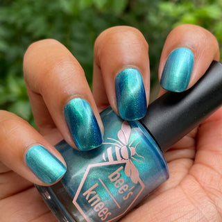 Image provided for Bee's Knees by a paid swatcher featuring the nail polish " I Can't Drown my Demons they Know How to Swim "