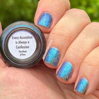 Image provided for Bee's Knees by a paid swatcher featuring the nail polish " Every Accusation is Always a Confession "