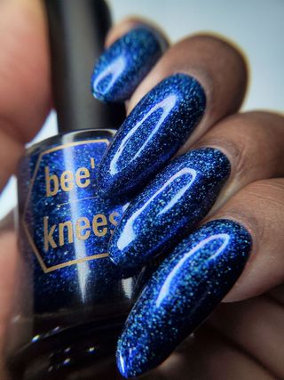 Image provided for Bee's Knees by a paid swatcher featuring the nail polish " Game Playing Deviant "