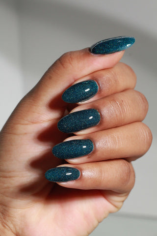 Image provided for Bee's Knees by a paid swatcher featuring the nail polish " From the Depths "