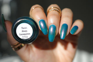 Image provided for Bee's Knees by a paid swatcher featuring the nail polish " There's Always Consequences "