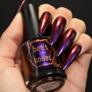 Image provided for Bee's Knees by a paid swatcher featuring the nail polish " Prince of Hearts "