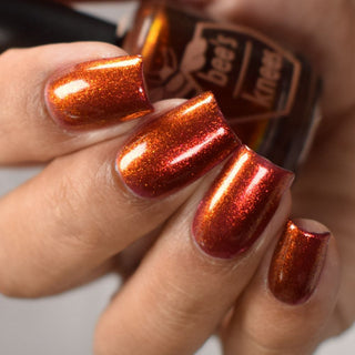 Image provided for Bee's Knees by a paid swatcher featuring the nail polish " The Dark Angel "