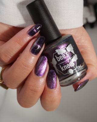 Image provided for Bee's Knees by a paid swatcher featuring the nail polish " Death is its Own Kind of Rebirth "