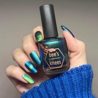 Image provided for Bee's Knees by a paid swatcher featuring the nail polish " In Seeking Life, I Created Death "