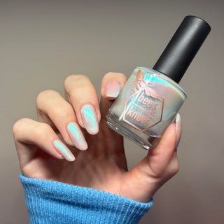 Image provided for Bee's Knees by a paid swatcher featuring the nail polish " Only Monsters Play God "