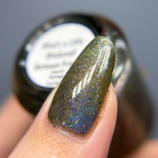 Image provided for Bee's Knees by a paid swatcher featuring the nail polish " What's a Little Blackmail Between Friends "