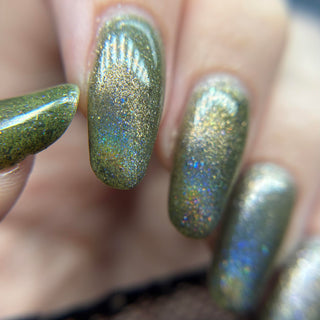 Image provided for Bee's Knees by a paid swatcher featuring the nail polish " What's a Little Blackmail Between Friends "
