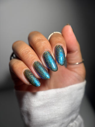Image provided for Bee's Knees by a paid swatcher featuring the nail polish " Every Accusation is Always a Confession "