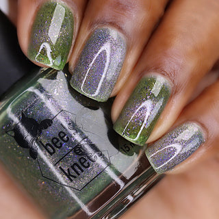 Image provided for Bee's Knees by a paid swatcher featuring the nail polish " What's a Little Blackmail Between Friends "