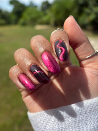 Image provided for Bee's Knees by a paid swatcher featuring the nail polish " What is Devotion Without Love? "