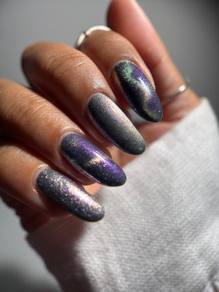 Image provided for Bee's Knees by a paid swatcher featuring the nail polish " True Power Lies in the Shadows "