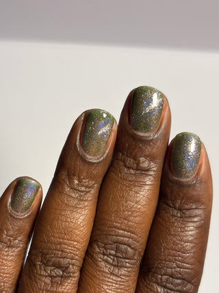Image provided for Bee's Knees by a paid swatcher featuring the nail polish " What's a Little Blackmail Between Friends "
