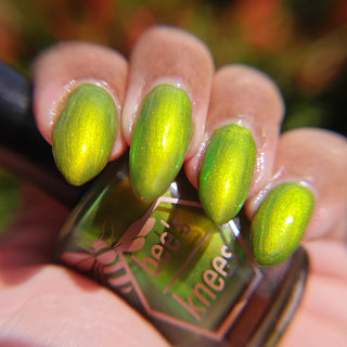 Image provided for Bee's Knees by a paid swatcher featuring the nail polish " The Spirit of the Forest "