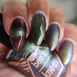 Image provided for Bee's Knees by a paid swatcher featuring the nail polish " The Horror of the Truth "