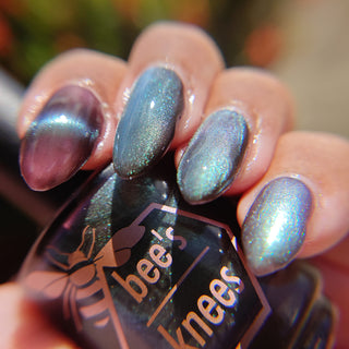 Image provided for Bee's Knees by a paid swatcher featuring the nail polish " The Horror of the Truth "