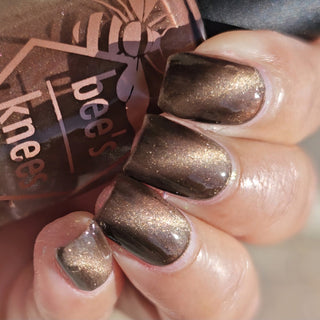 Image provided for Bee's Knees by a paid swatcher featuring the nail polish " She is Gone and I Long to Follow "