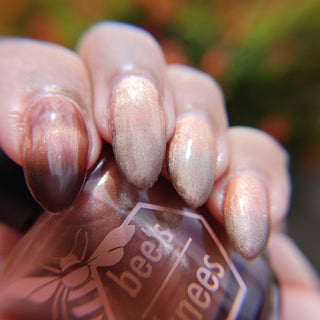 Image provided for Bee's Knees by a paid swatcher featuring the nail polish " She is Gone and I Long to Follow "