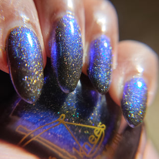 Image provided for Bee's Knees by a paid swatcher featuring the nail polish " Every Accusation is Always a Confession "