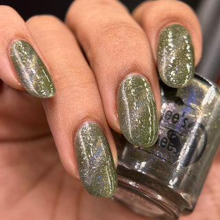 Image provided for Bee's Knees by a paid swatcher featuring the nail polish " What's a Little Blackmail Between Friends "