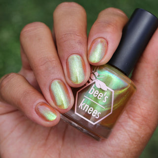 Image provided for Bee's Knees by a paid swatcher featuring the nail polish " Crown of Coral and Pearls "