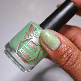 Image provided for Bee's Knees by a paid swatcher featuring the nail polish " Seafoam in my Blood "