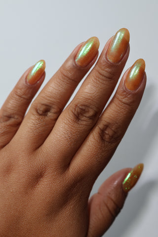Image provided for Bee's Knees by a paid swatcher featuring the nail polish " Crown of Coral and Pearls "