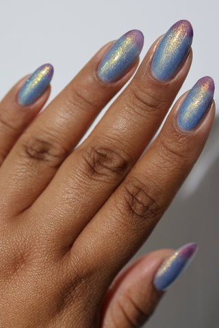 Image provided for Bee's Knees by a paid swatcher featuring the nail polish " Let the Ocean Take Me "