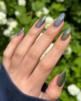 Image provided for Bee's Knees by a paid swatcher featuring the nail polish " What's a Little Blackmail Between Friends "