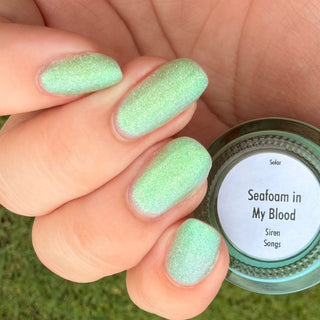 Image provided for Bee's Knees by a paid swatcher featuring the nail polish " Seafoam in my Blood "