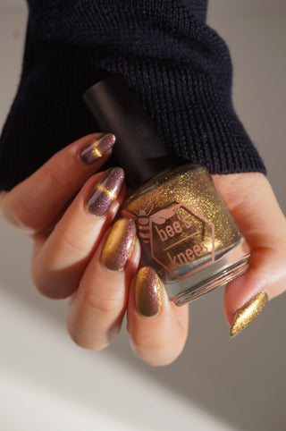 Image provided for Bee's Knees by a paid swatcher featuring the nail polish " We can Both be Human "