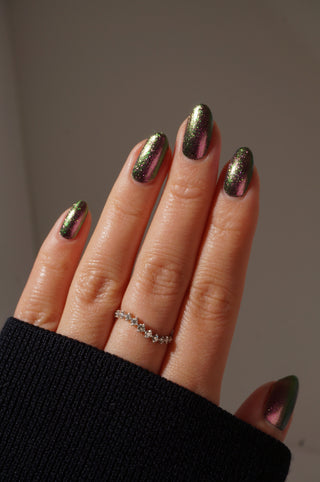 Image provided for Bee's Knees by a paid swatcher featuring the nail polish " I Would Demand a Companion "