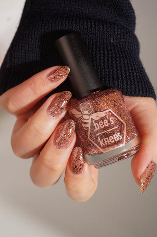 Image provided for Bee's Knees by a paid swatcher featuring the nail polish " My Place was Never in this World "