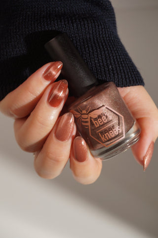 Image provided for Bee's Knees by a paid swatcher featuring the nail polish " She is Gone and I Long to Follow "