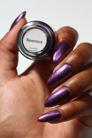 Image provided for Bee's Knees by a paid swatcher featuring the nail polish " Nevermore "