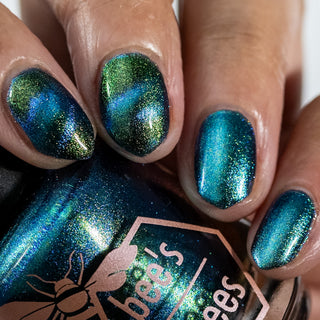 Image provided for Bee's Knees by a paid swatcher featuring the nail polish " The Pond Spirit "