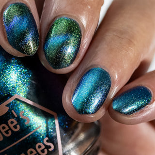Image provided for Bee's Knees by a paid swatcher featuring the nail polish " The Pond Spirit "