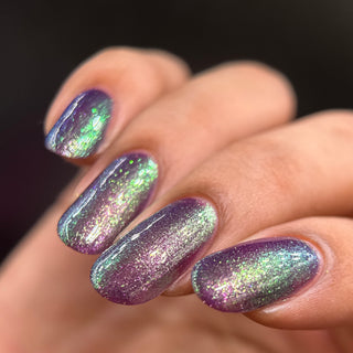 Image provided for Bee's Knees by a paid swatcher featuring the nail polish " Will Self-destruct For Likes "
