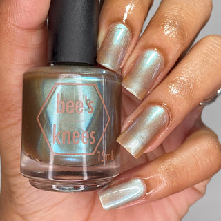 Image provided for Bee's Knees by a paid swatcher featuring the nail polish " Torrent "