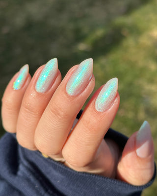 Image provided for Bee's Knees by a paid swatcher featuring the nail polish " Only Monsters Play God "