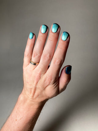 Image provided for Bee's Knees by a paid swatcher featuring the nail polish " I Can't Drown my Demons they Know How to Swim "