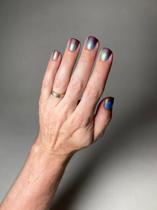 Image provided for Bee's Knees by a paid swatcher featuring the nail polish " Let the Ocean Take Me "