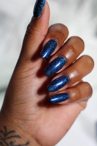 Image provided for Bee's Knees by a paid swatcher featuring the nail polish " Game Playing Deviant "