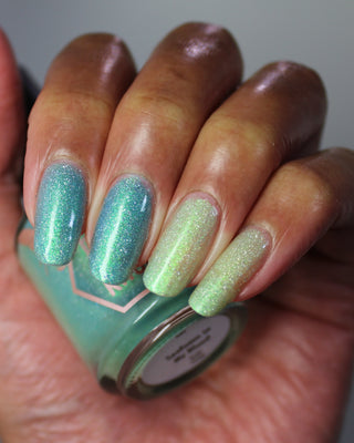 Image provided for Bee's Knees by a paid swatcher featuring the nail polish " Seafoam in my Blood "