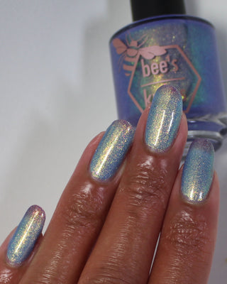 Image provided for Bee's Knees by a paid swatcher featuring the nail polish " Let the Ocean Take Me "