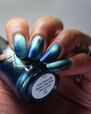 Image provided for Bee's Knees by a paid swatcher featuring the nail polish " I Can't Drown my Demons they Know How to Swim "