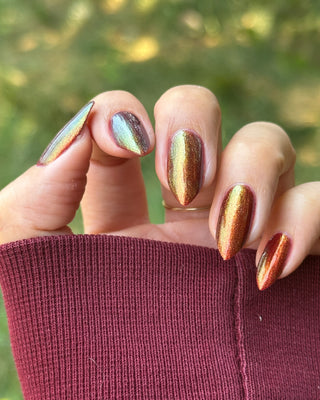 Image provided for Bee's Knees by a paid swatcher featuring the nail polish " The Bar is in Hell "